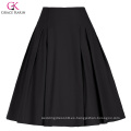 Grace Karin mujeres de color sólido de alta cosecha vintage retro A-línea de falda corta negro CL010451-1